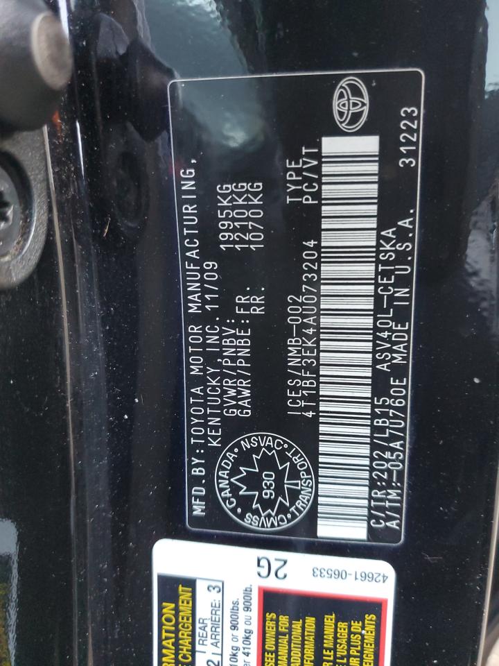 2010 Toyota Camry Base VIN: 4T1BF3EK4AU073204 Lot: 80369964