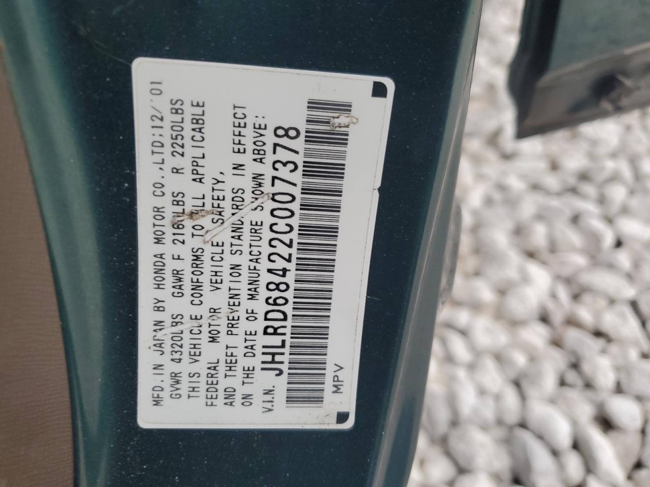 2002 Honda Cr-V Lx VIN: JHLRD68422C007378 Lot: 78535064