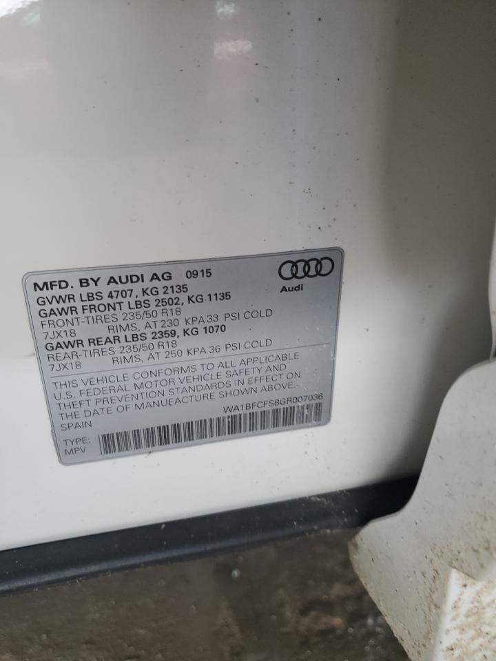 2016 Audi Q3 Premium Plus VIN: WA1BFCFS8GR007036 Lot: 80195924