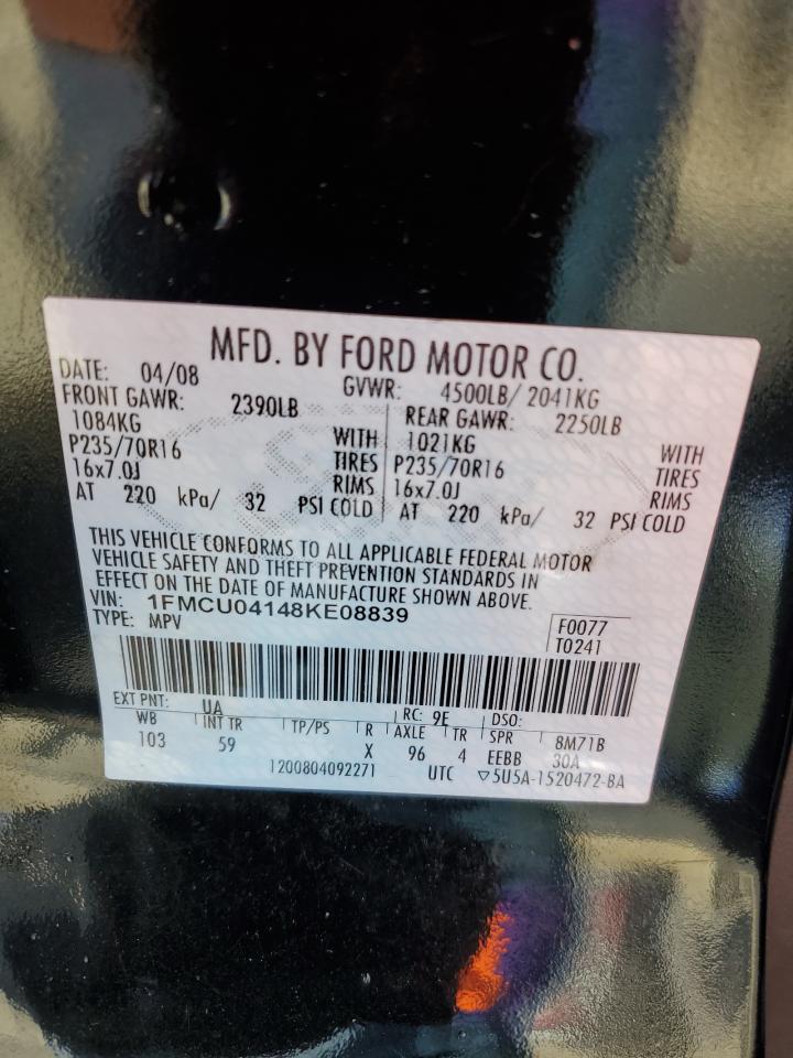 2008 Ford Escape Limited VIN: 1FMCU04148KE08839 Lot: 78835424