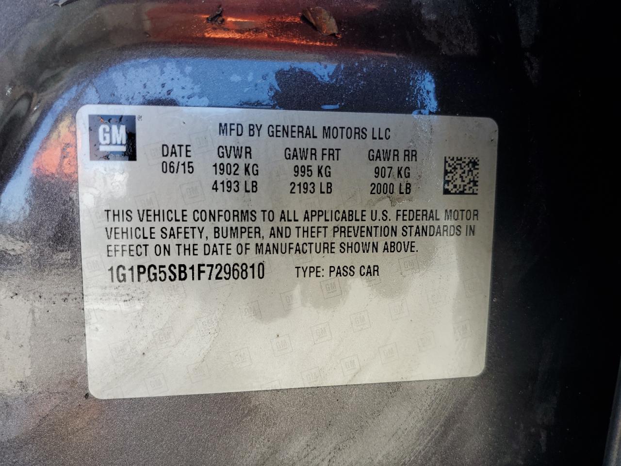 2015 Chevrolet Cruze Ltz VIN: 1G1PG5SB1F7296810 Lot: 82385354