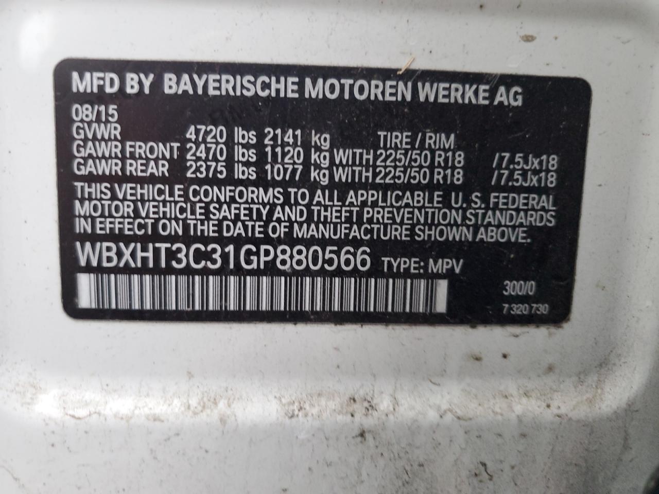 VIN WBXHT3C31GP880566 2016 BMW X1 no.13