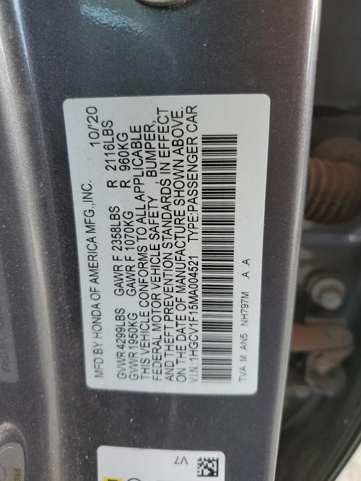 VIN 1HGCV1F15MA004521 2021 HONDA ACCORD no.12