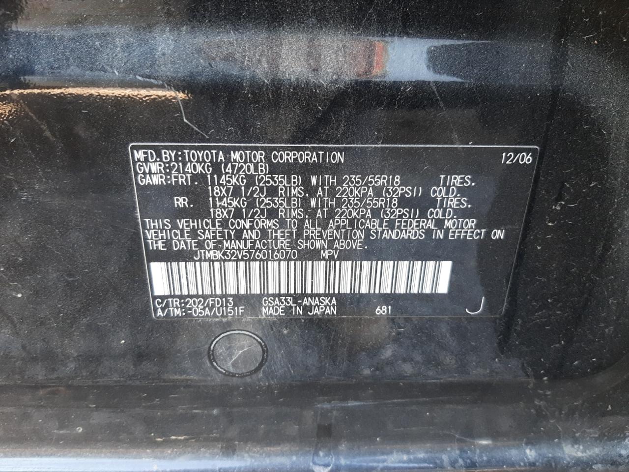 2007 Toyota Rav4 Sport VIN: JTMBK32V576016070 Lot: 78270684