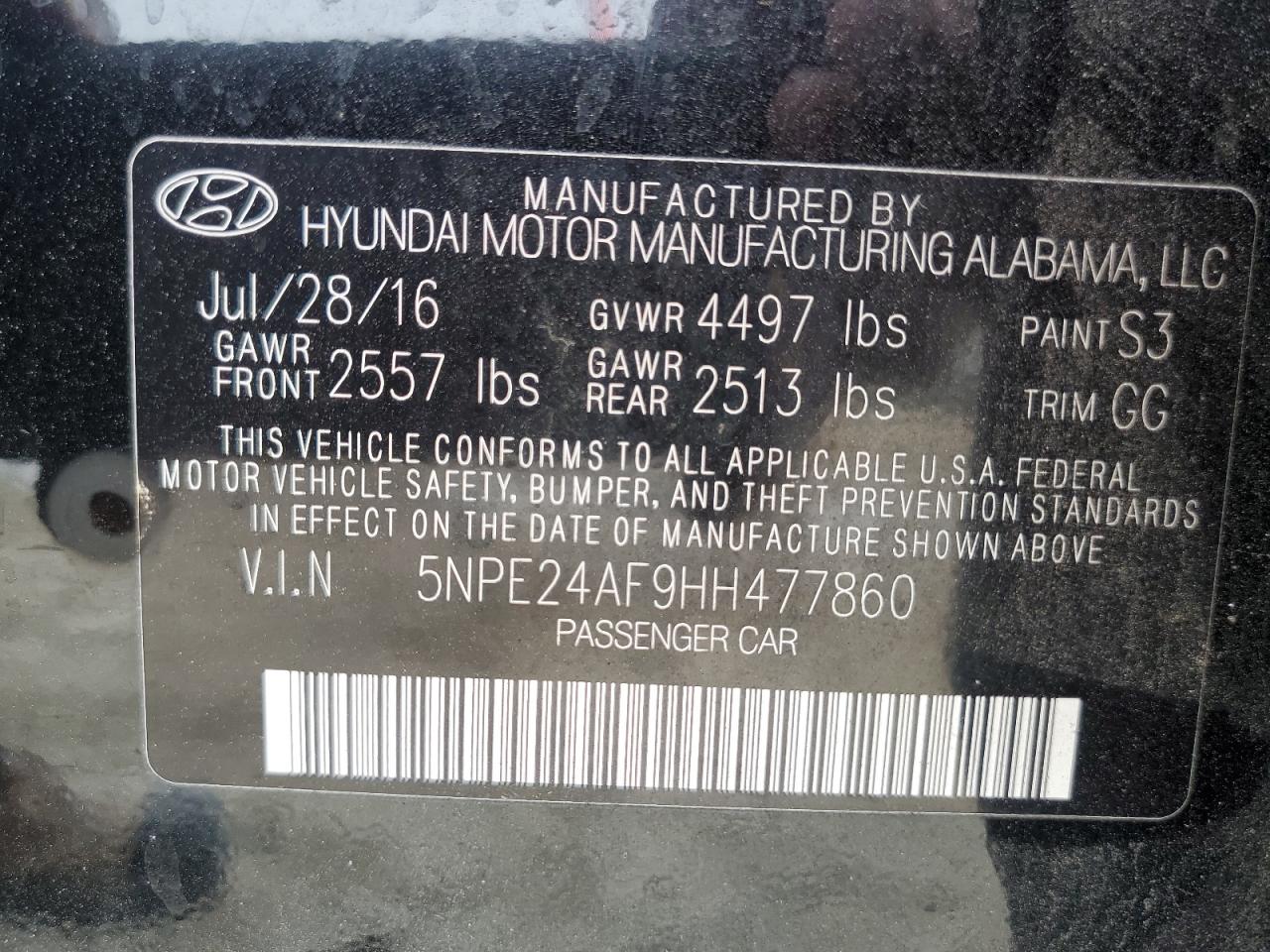 5NPE24AF9HH477860 2017 HYUNDAI SONATA - Image 15