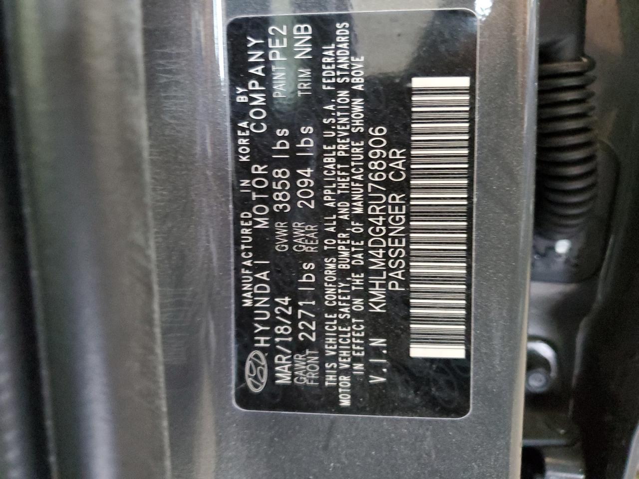 2024 Hyundai Elantra Sel VIN: KMHLM4DG4RU768906 Lot: 80438894