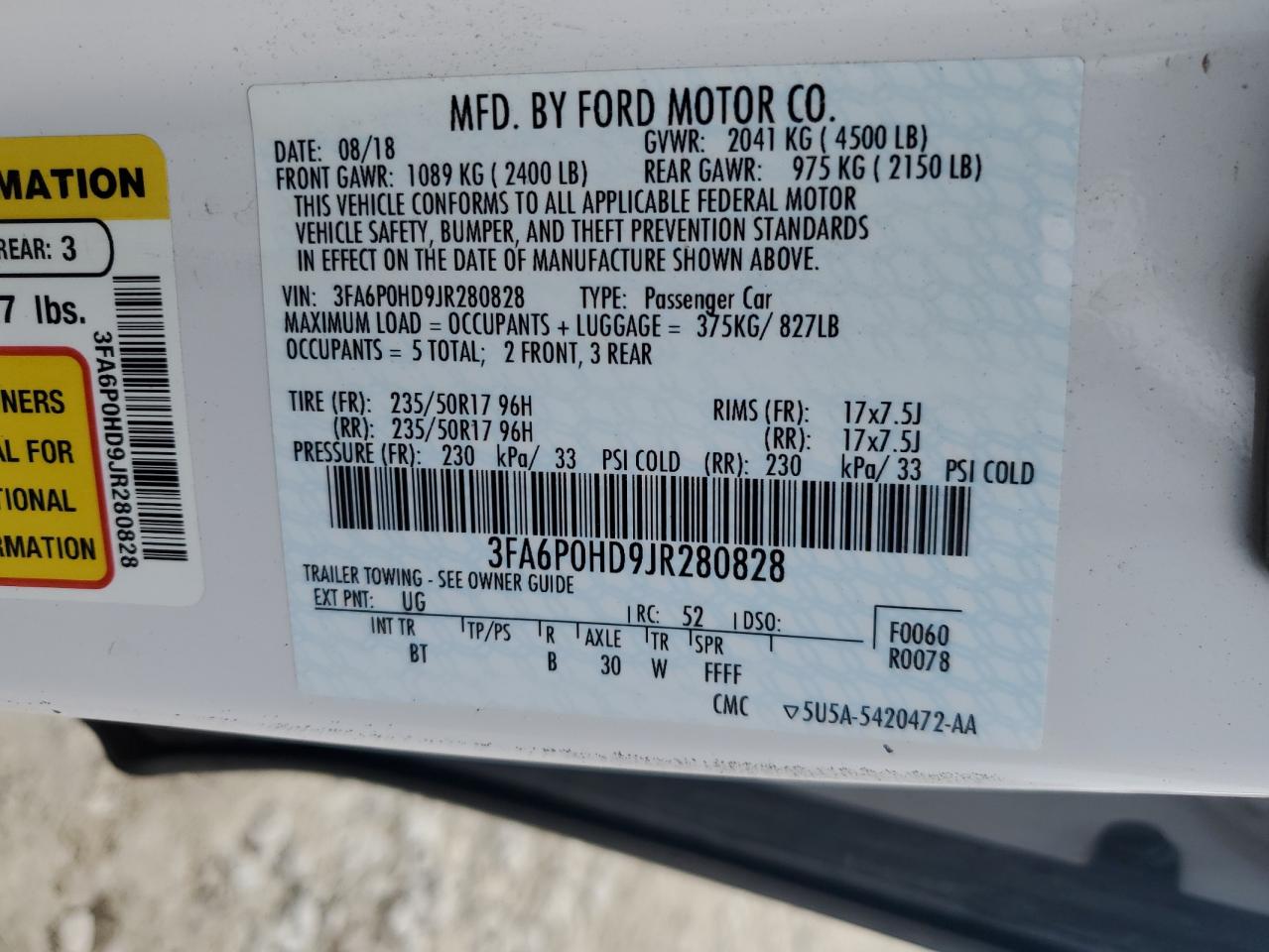 2018 Ford Fusion Se VIN: 3FA6P0HD9JR280828 Lot: 79605444