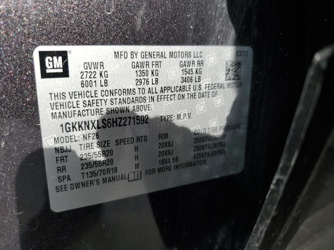 VIN 1GKKNXLS6HZ271592 2017 GMC ACADIA DEN no.13