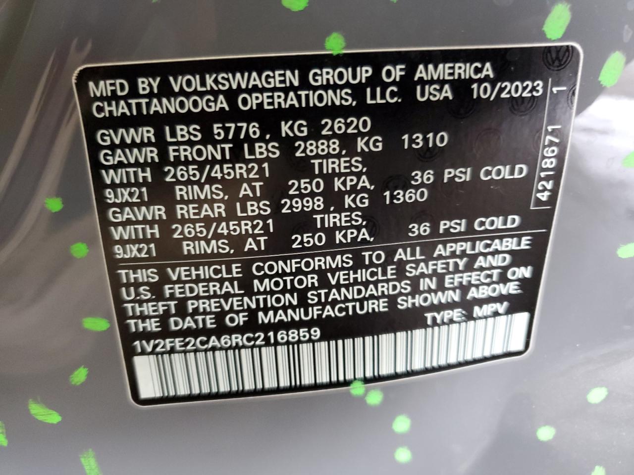 2024 Volkswagen Atlas Cross Sport Sel Premium R-Line VIN: 1V2FE2CA6RC216859 Lot: 79252384