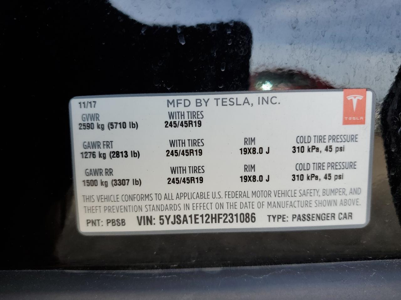 VIN 5YJSA1E12HF231086 2017 TESLA MODEL S no.12