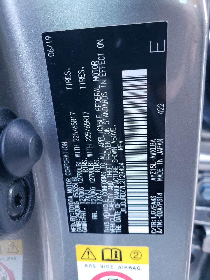 2020 Lexus Nx 300H VIN: JTJDJRDZ7L2129404 Lot: 80459284