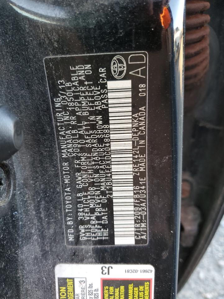 VIN 2T1BU4EEXDC048688 2013 TOYOTA COROLLA no.12