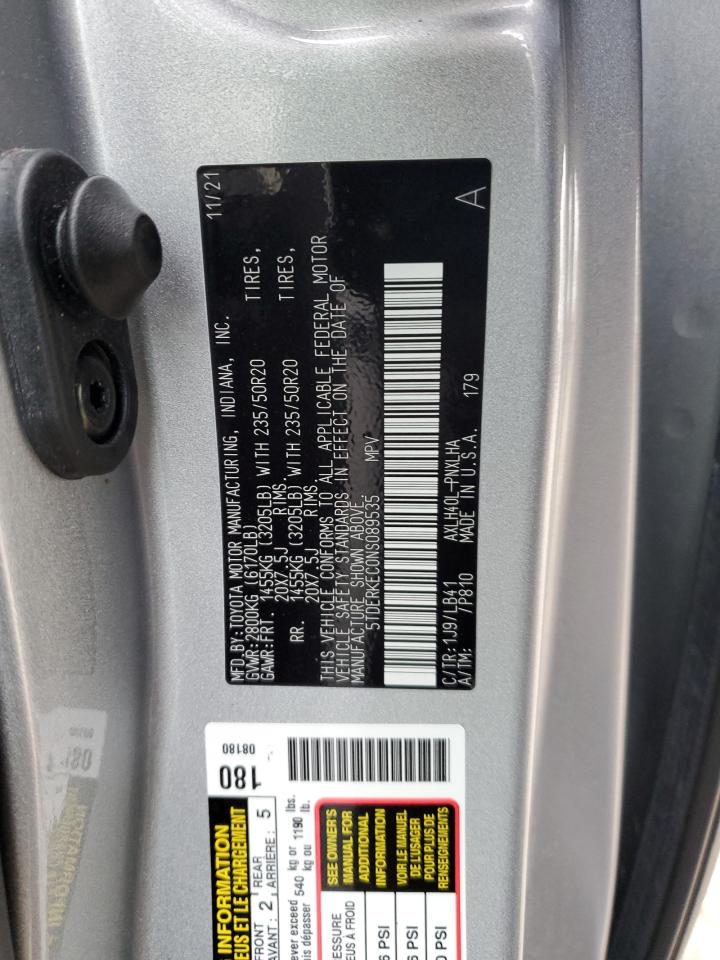 VIN 5TDERKEC0NS089535 2022 TOYOTA SIENNA no.13