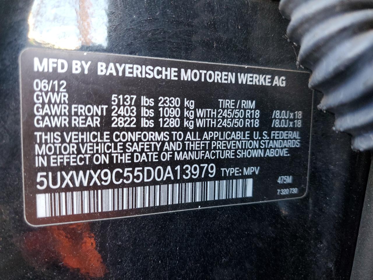 VIN 5UXWX9C55D0A13979 2013 BMW X3 no.14