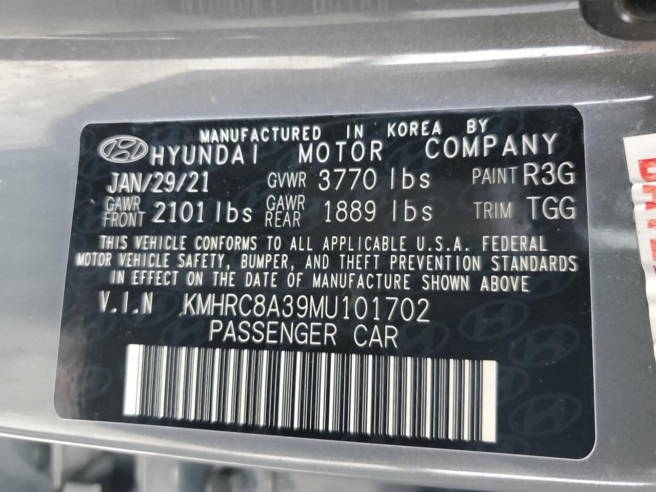 2021 Hyundai Venue Sel VIN: KMHRC8A39MU101702 Lot: 81294874