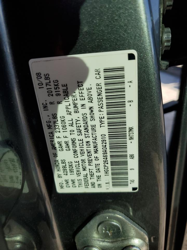 2009 Honda Accord Lxp VIN: 1HGCP26469A042910 Lot: 80333444