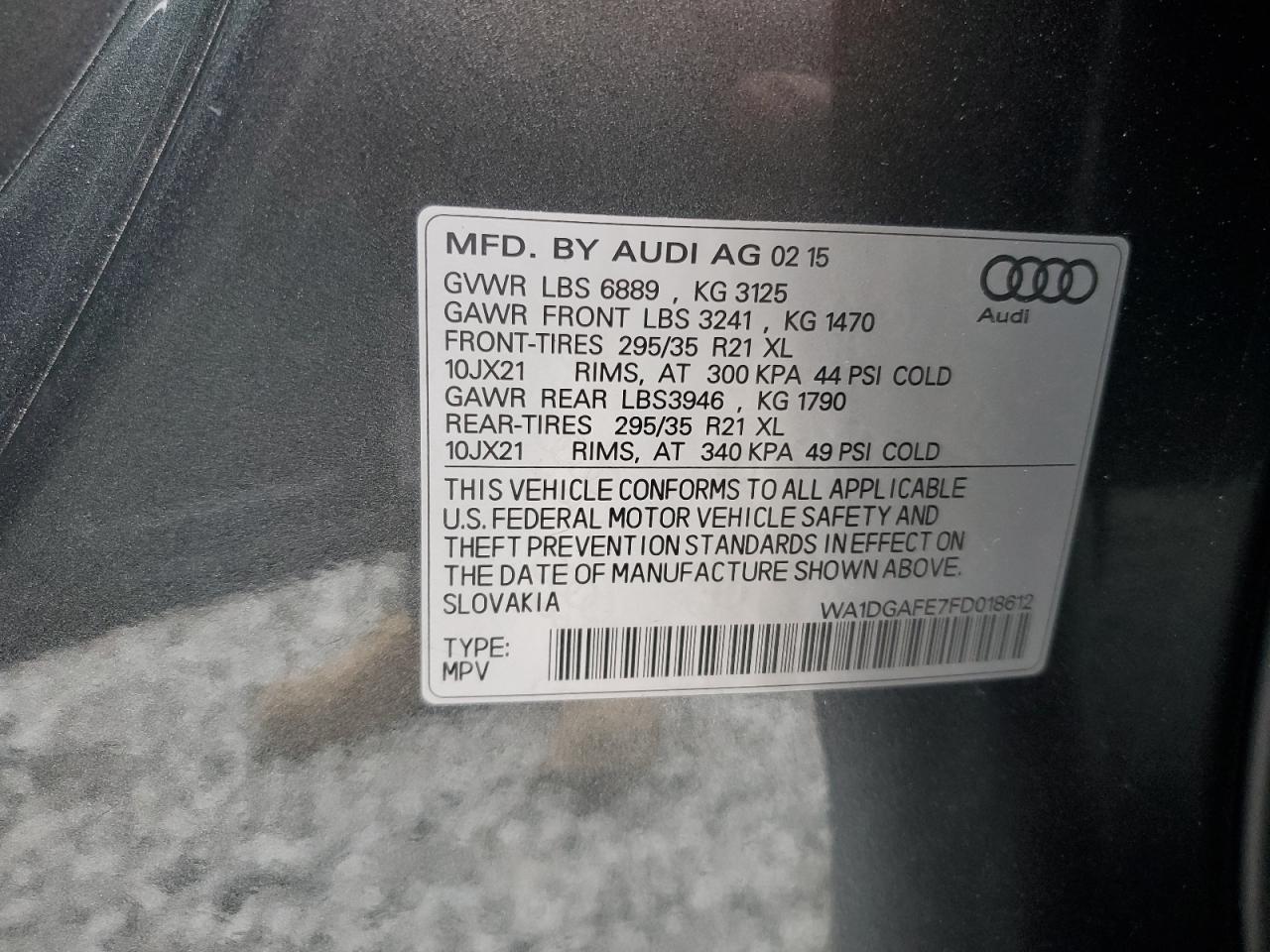 VIN WA1DGAFE7FD018612 2015 AUDI Q7 no.13