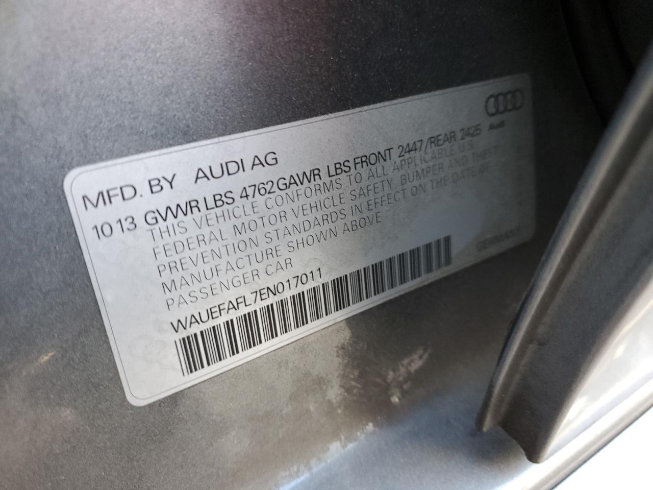 2014 Audi A4 Premium Plus VIN: WAUEFAFL7EN017011 Lot: 55354985
