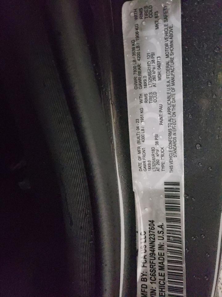 2022 Ram 1500 Trx VIN: 1C6SRFU94NN230619 Lot: 82136844