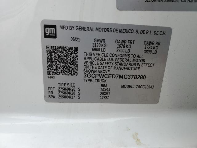 3GCPWCED7MG378280 Chevrolet All Models SILVERADO 12