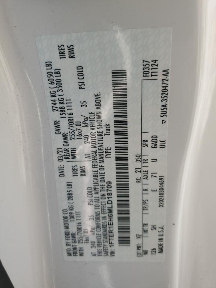 2021 Ford Ranger Xl VIN: 1FTER1EH6MLD18709 Lot: 82313154