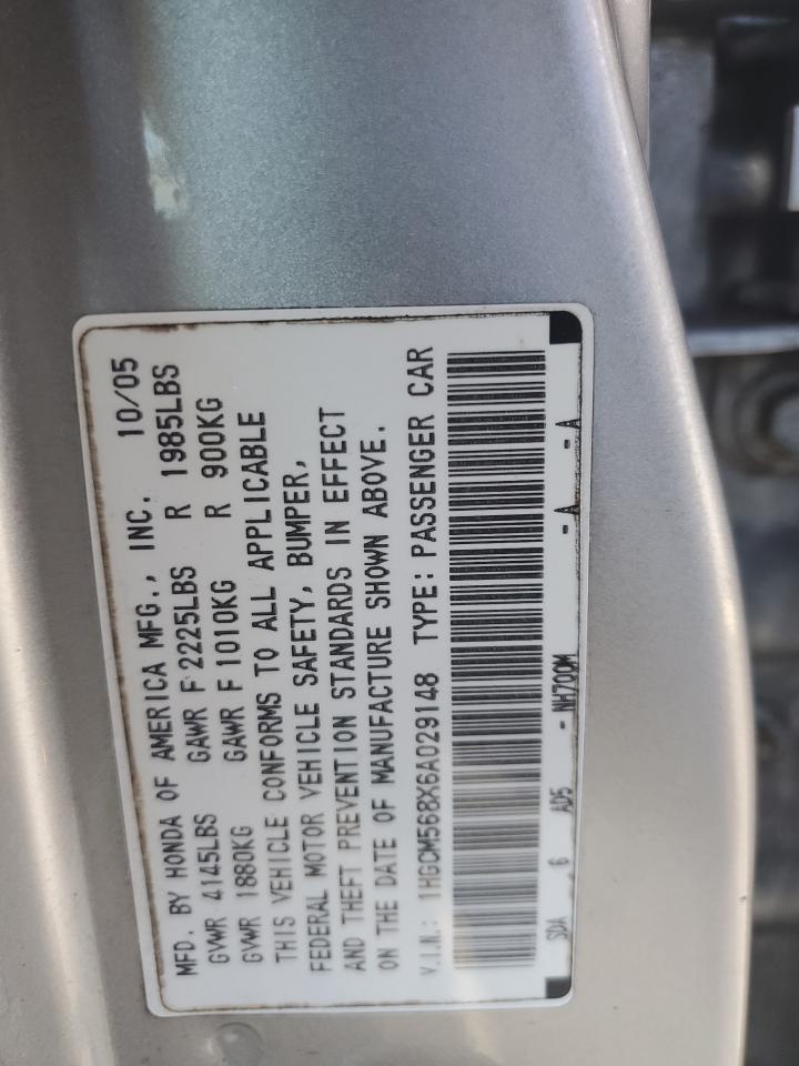 2006 Honda Accord Ex VIN: 1HGCM568X6A029148 Lot: 81200094