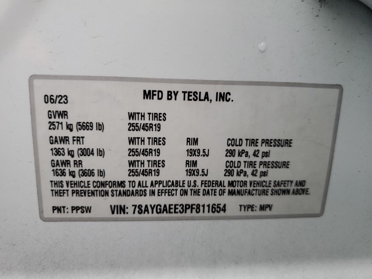 2023 Tesla Model Y VIN: 7SAYGAEE3PF811654 Lot: 82428914