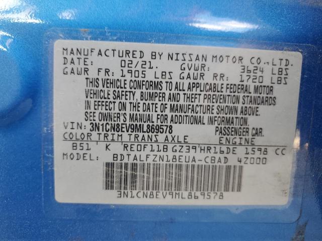 3N1CN8EV9ML869578 Nissan Versa SV 12