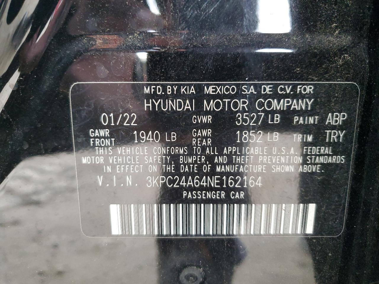 2022 Hyundai Accent Se VIN: 3KPC24A64NE162164 Lot: 81958734