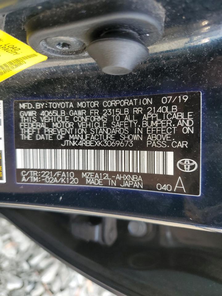 VIN JTNK4RBEXK3069673 2019 TOYOTA COROLLA no.12