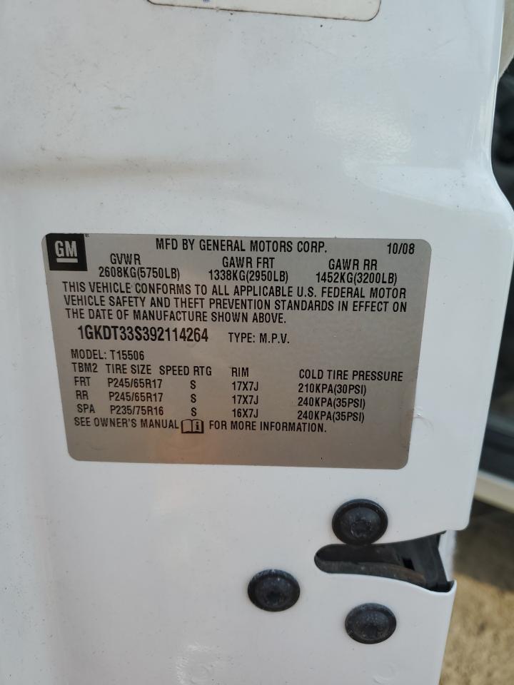 2009 GMC Envoy Sle VIN: 1GKDT33S392114264 Lot: 85234244