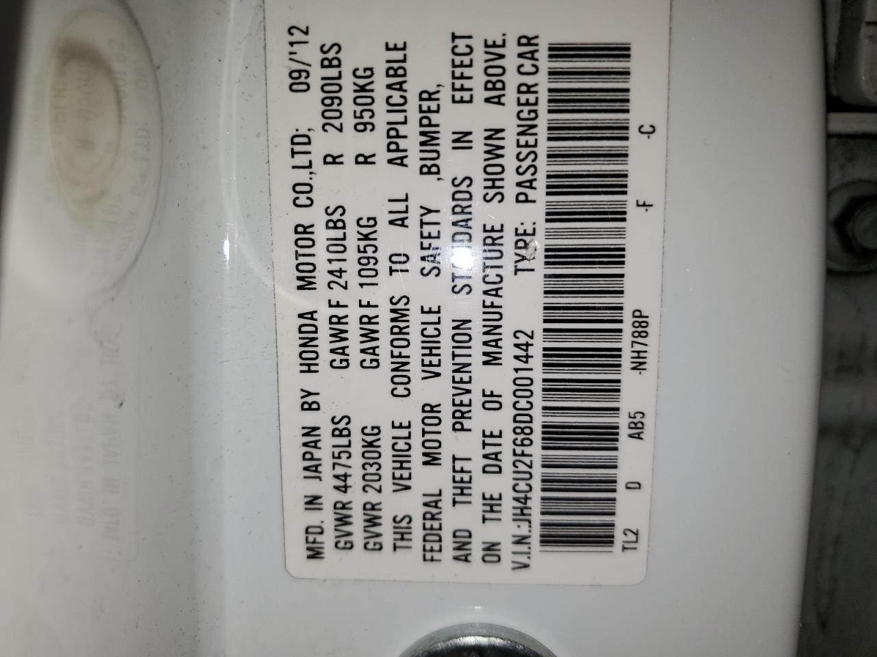 2013 Acura Tsx Tech VIN: JH4CU2F68DC001442 Lot: 80756964