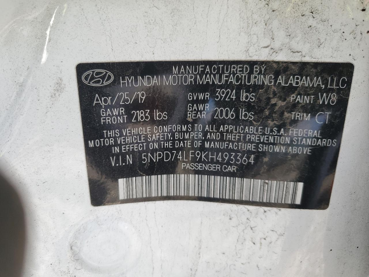 2019 Hyundai Elantra Se VIN: 5NPD74LF9KH493364 Lot: 82347664