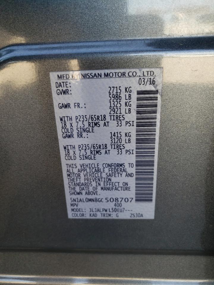 2016 Infiniti Qx60 VIN: 5N1AL0MN8GC508707 Lot: 81981044