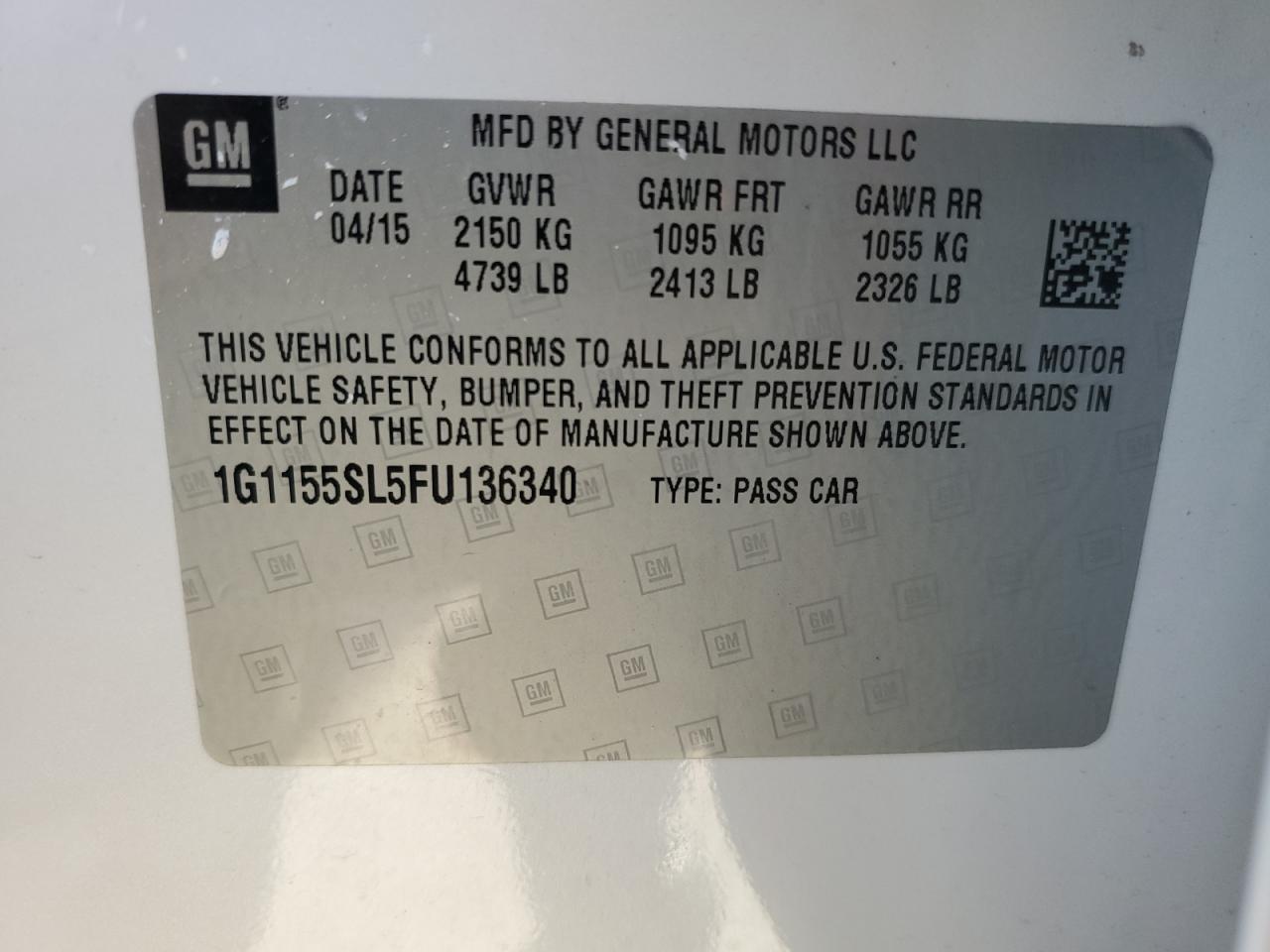 VIN 1G1155SL5FU136340 2015 CHEVROLET IMPALA no.13