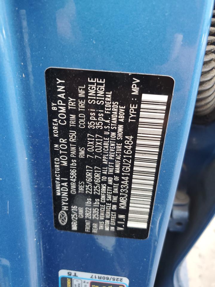 2016 Hyundai Tucson Limited VIN: KM8J33A41GU216484 Lot: 76574644