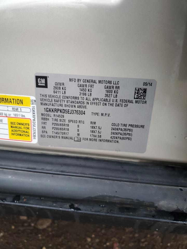 2014 GMC Acadia Sle VIN: 1GKKRPKD5EJ376304 Lot: 80604424