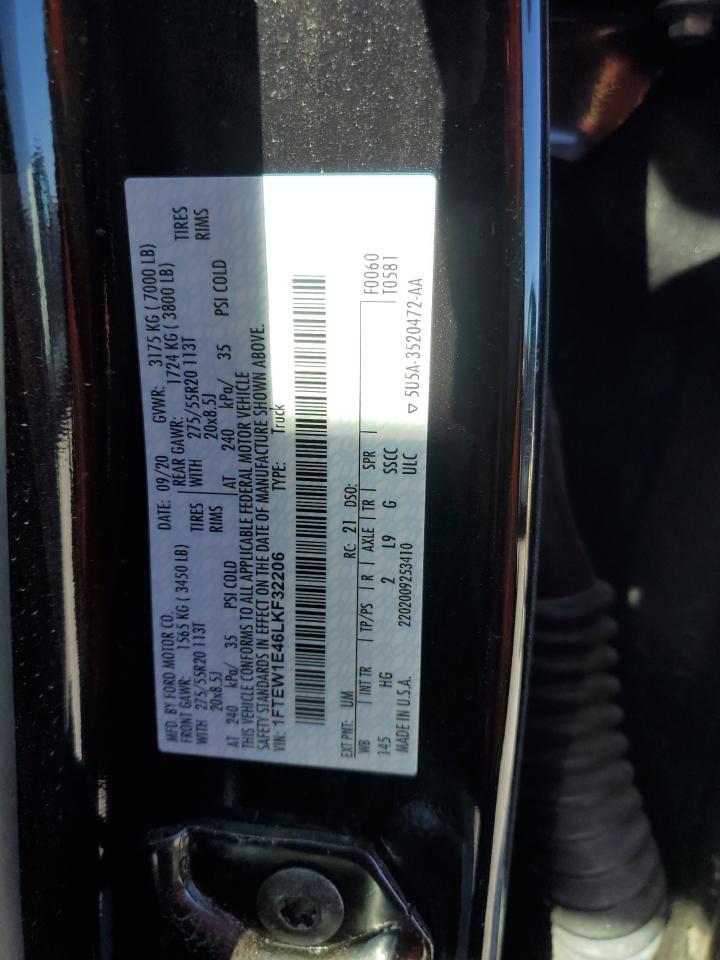 2020 Ford F150 Supercrew VIN: 1FTEW1E46LKF32206 Lot: 81575324