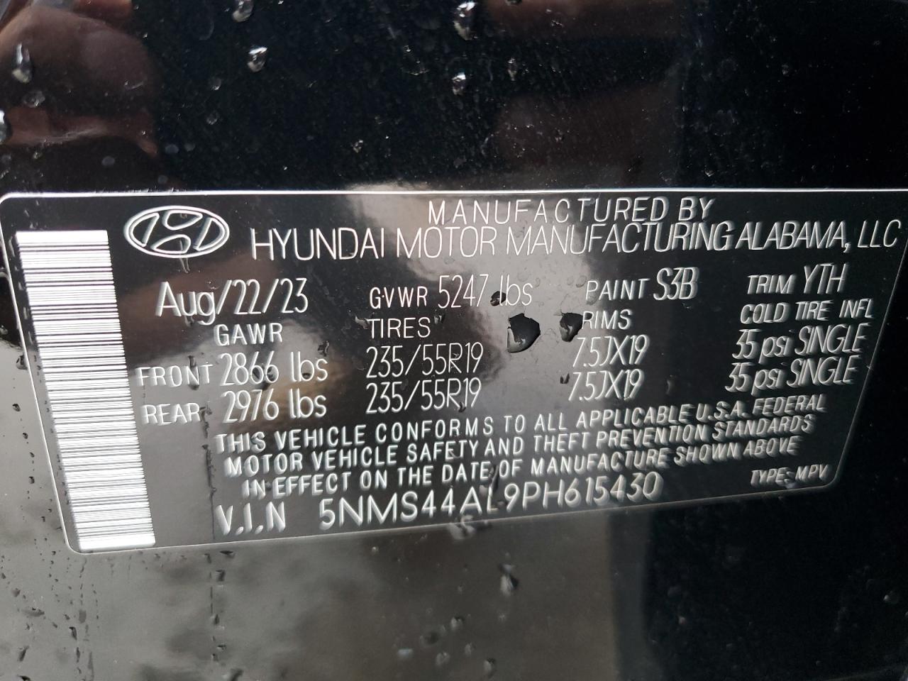 VIN 5NMS44AL9PH615430 2023 HYUNDAI SANTA FE no.14