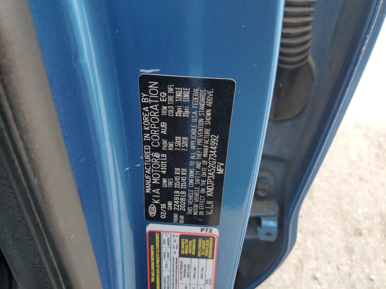 2016 Kia Soul + VIN: KNDJP3A52G7344992 Lot: 79670964