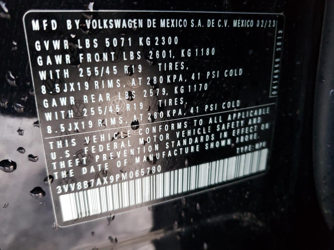 VIN 3VV8B7AX9PM065780 2023 VOLKSWAGEN TIGUAN no.13