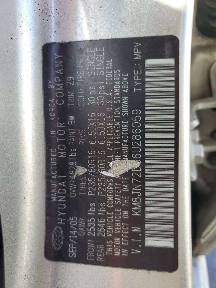 2006 Hyundai Tucson Gls VIN: KM8JN72D86U286059 Lot: 79976204