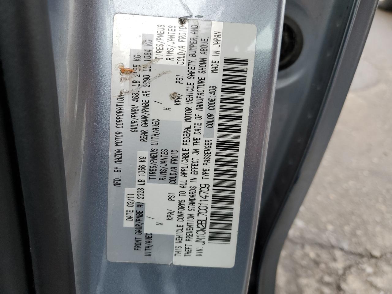 2012 Mazda 5 VIN: JM1CW2BL7C0114709 Lot: 81096764