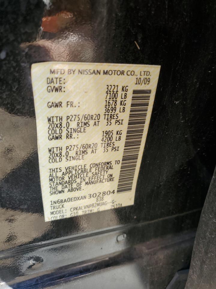 2010 Nissan Titan Xe VIN: 1N6BA0EDXAN302804 Lot: 81517544