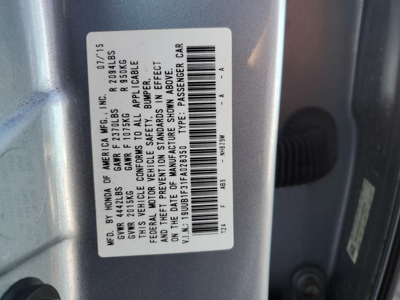 VIN 19UUB1F31FA028350 2015 ACURA TLX no.12