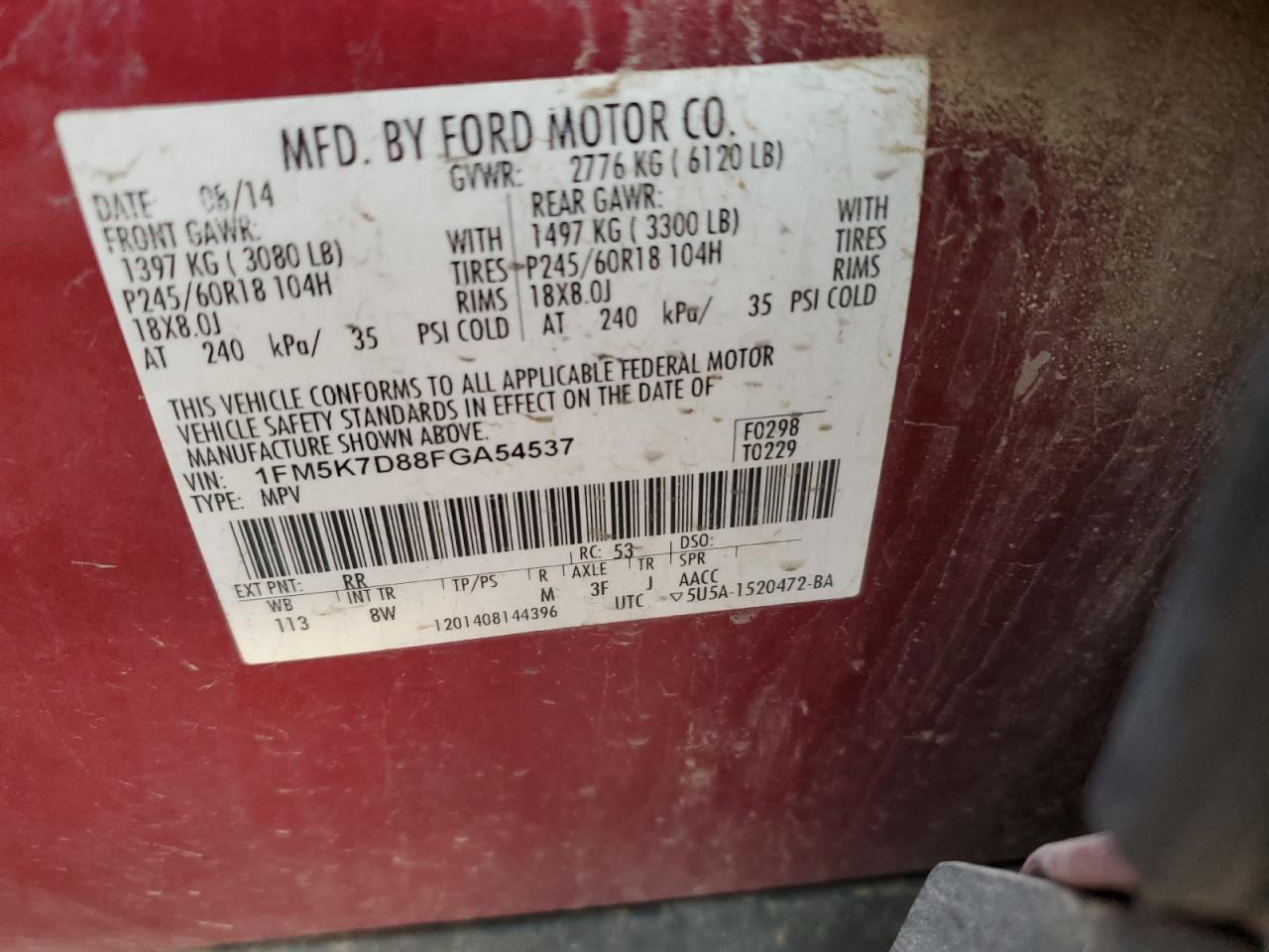1FM5K7D88FGA54537 2015 FORD EXPLORER - Image 13