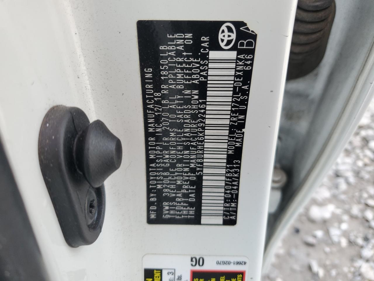 5YFBURHE6KP922461 2019 TOYOTA COROLLA - Image 15