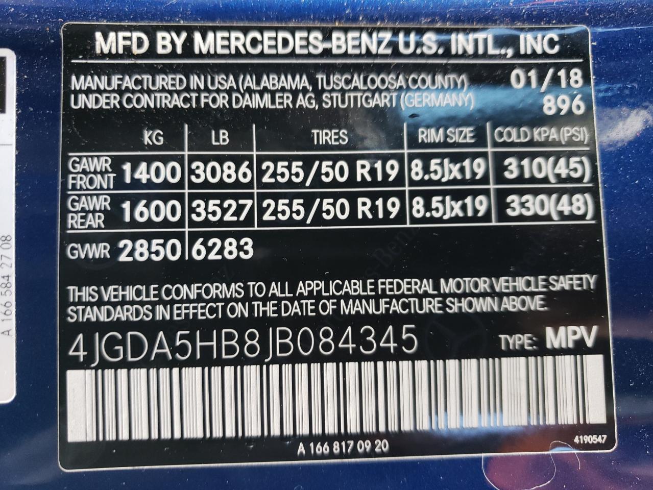 2018 Mercedes-Benz Gle 350 4Matic VIN: 4JGDA5HB8JB084345 Lot: 78737774