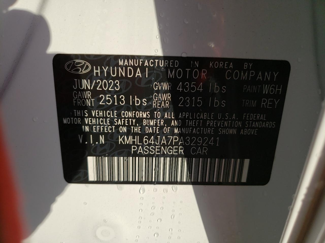 VIN KMHL64JA7PA329241 2023 HYUNDAI SONATA no.13