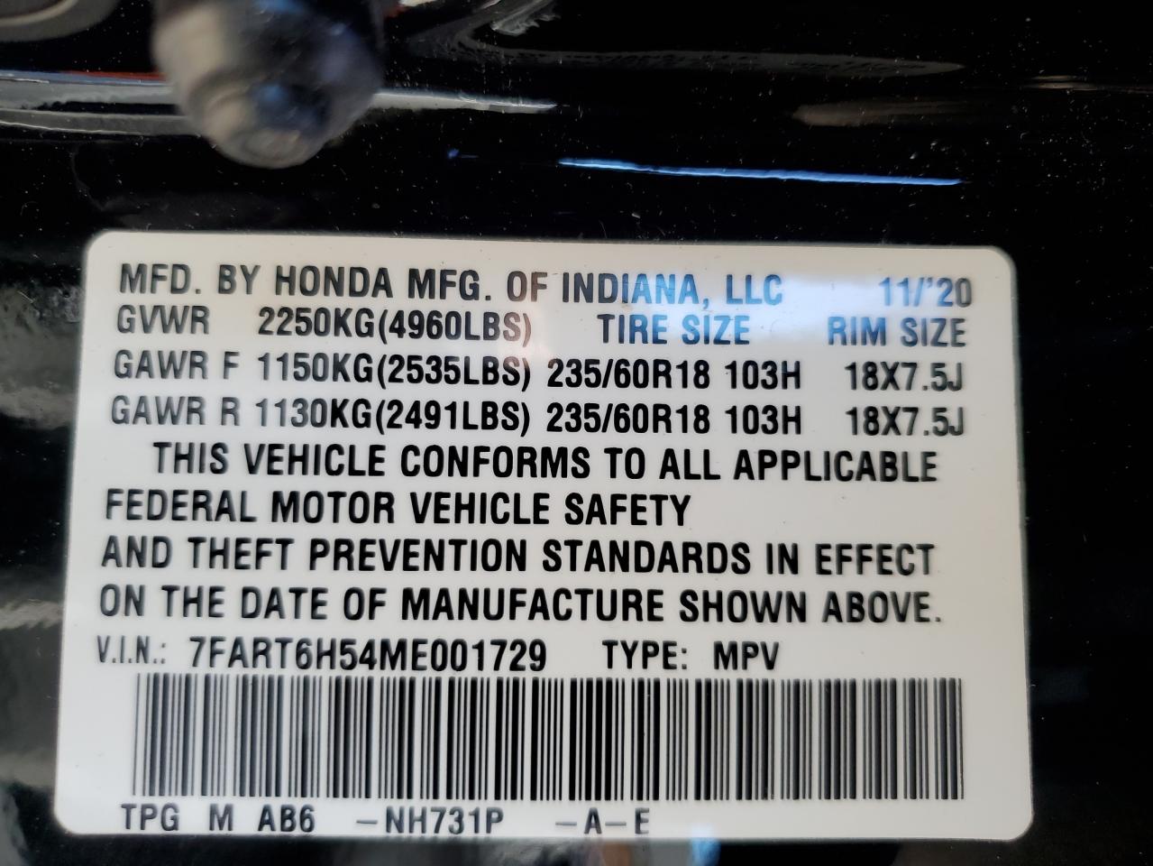 2021 Honda Cr-V Ex VIN: 7FART6H54ME001729 Lot: 80069374